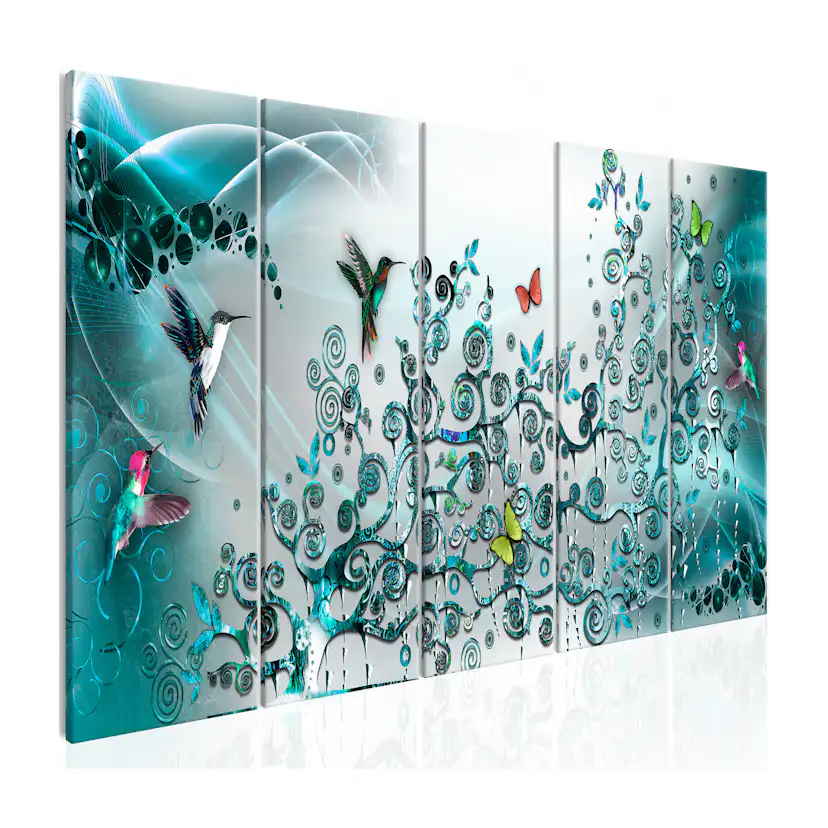 Tavla Arkiio Hummingbirds Dance 5 delar Turkos