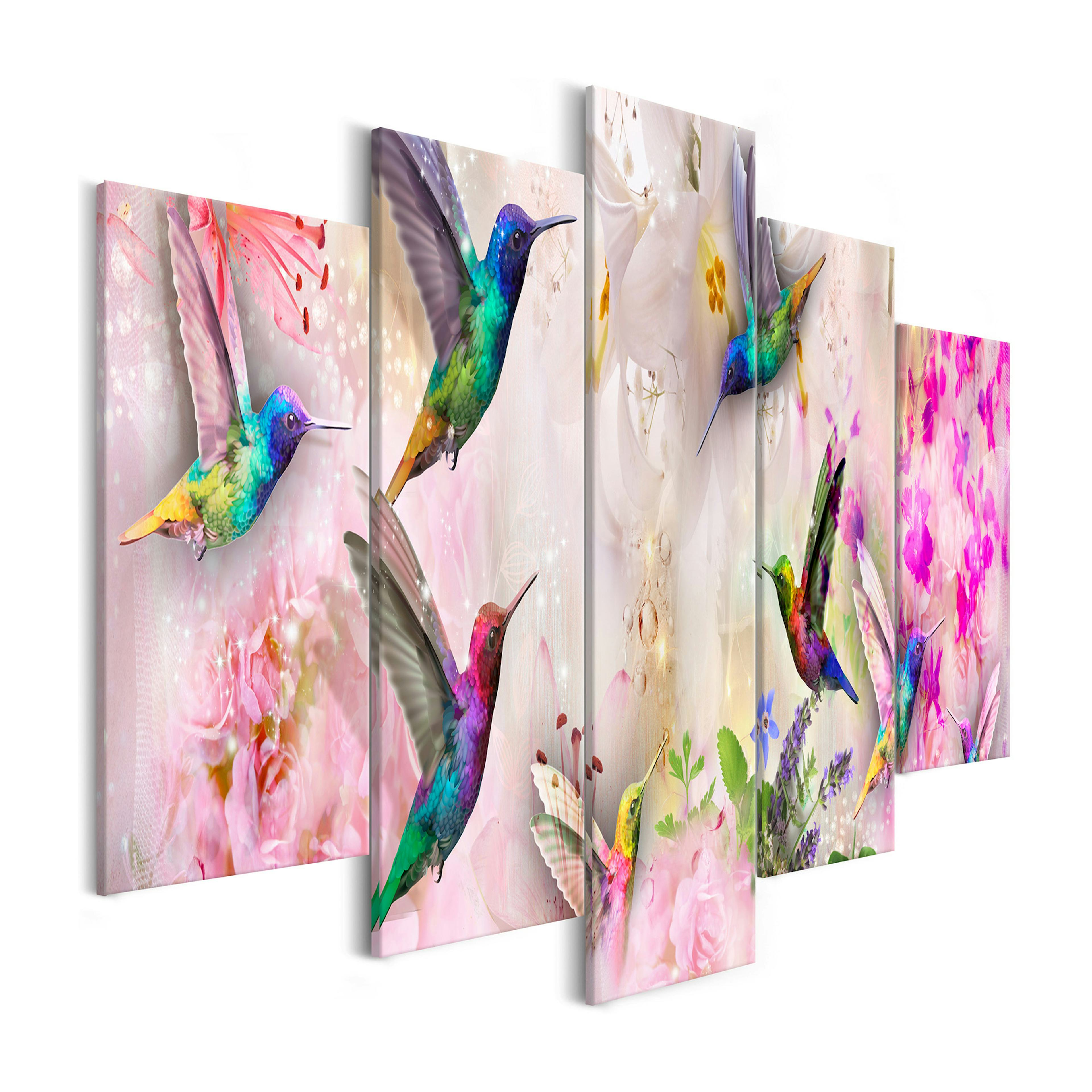 Tavla Arkiio Colourful Hummingbirds Pink 5 delar