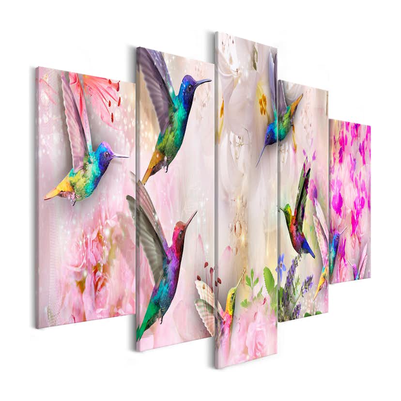 Tavla Arkiio Colourful Hummingbirds Pink 5 delar