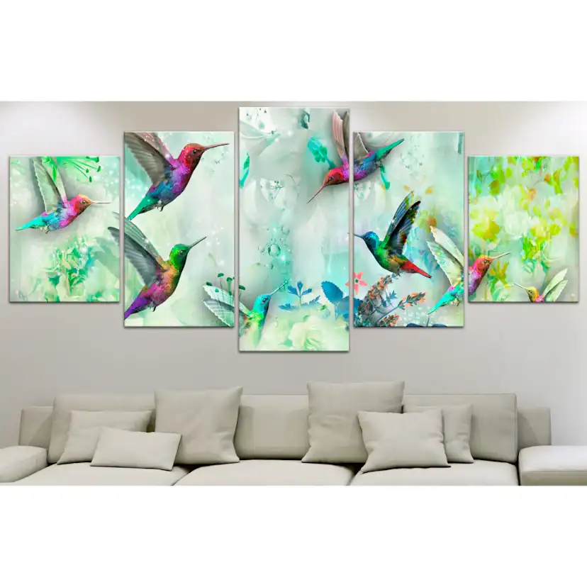 Tavla Arkiio Colourful Hummingbirds Green 5 delar