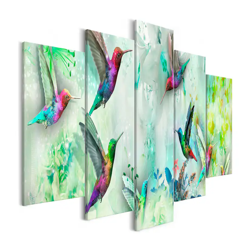 Tavla Arkiio Colourful Hummingbirds Green 5 delar
