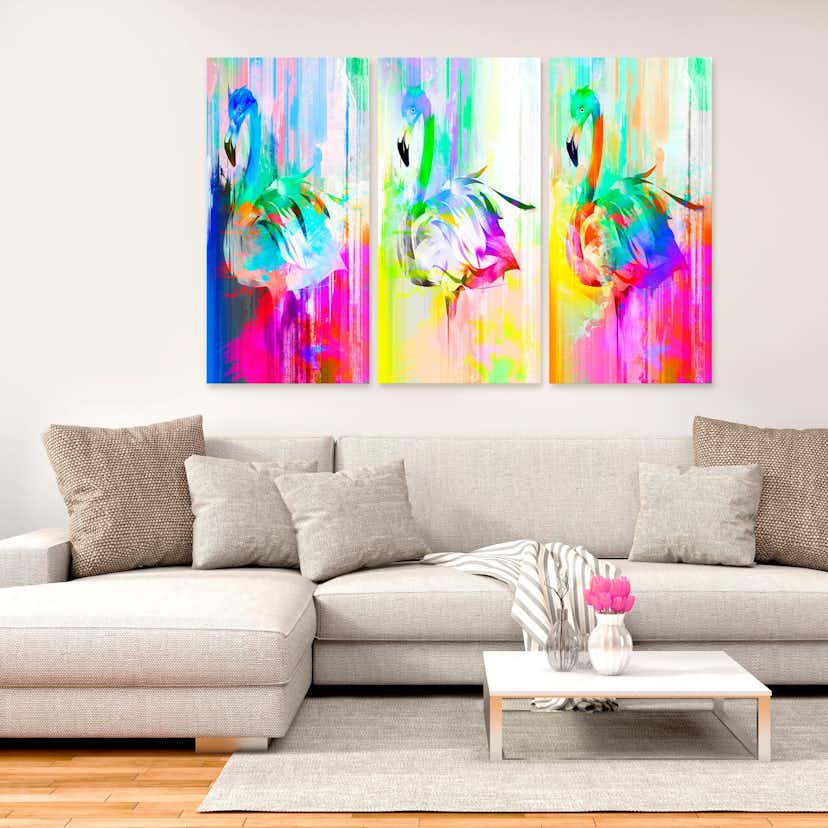 Tavla Arkiio Colourful Flamingos 3 delar