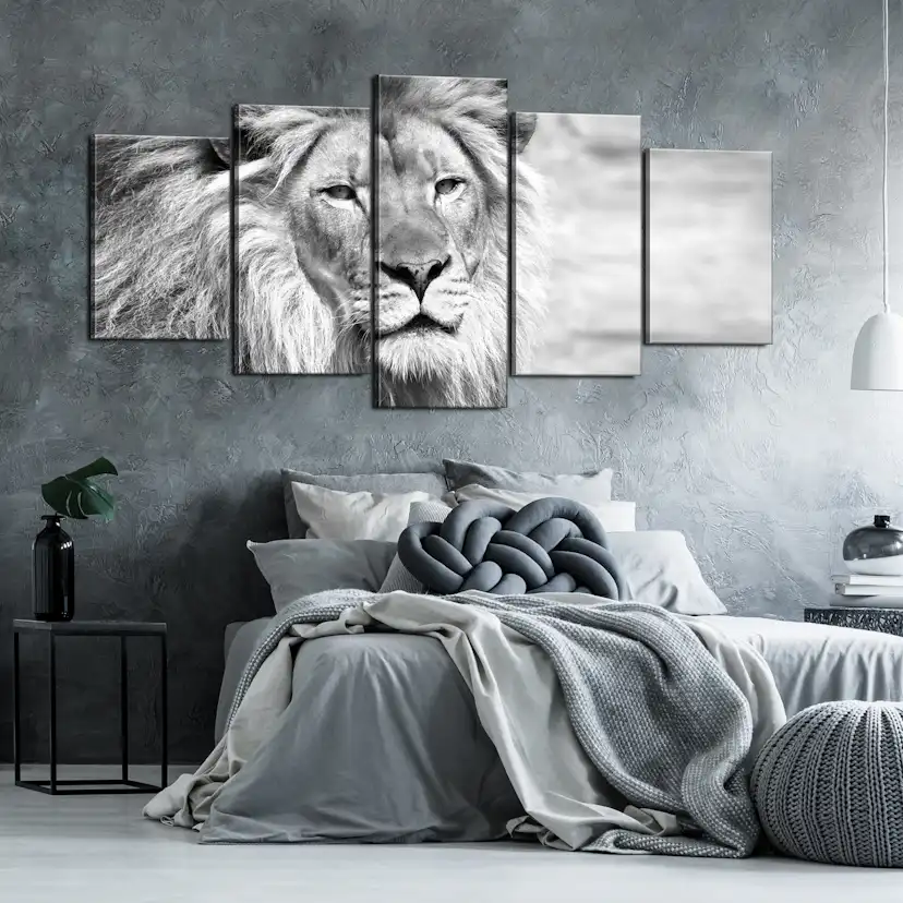 Tavla Arkiio The King Of Beasts Black and White 5 delar