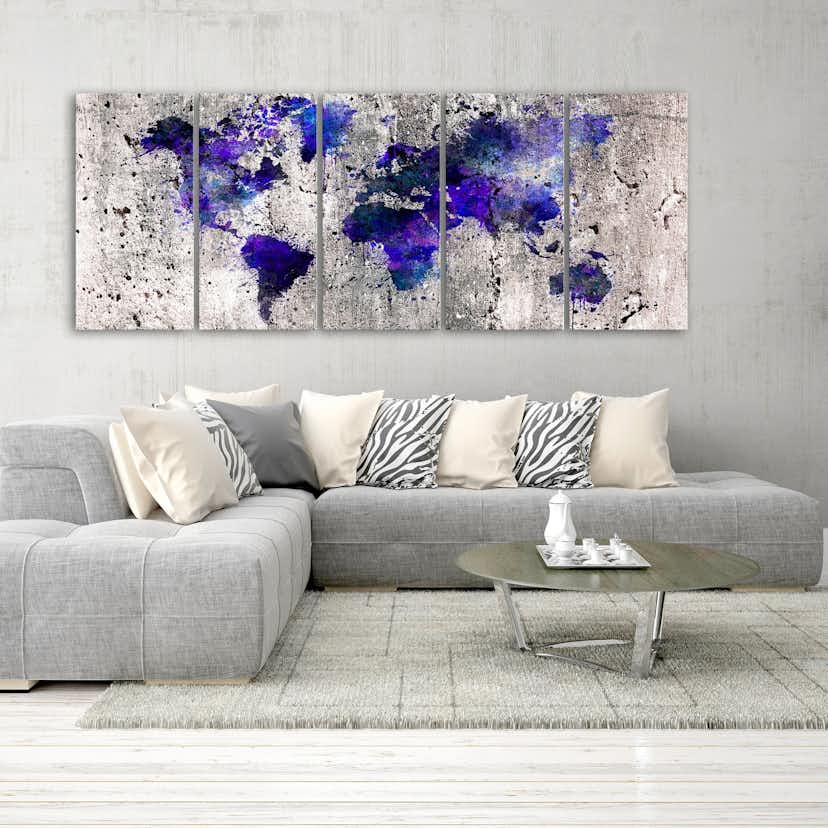 Tavla Arkiio World Map Ink Blots 5 delar