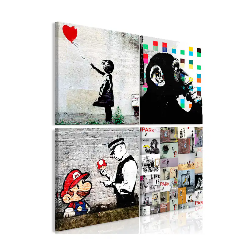 Tavla Arkiio Banksy Collage 4 delar