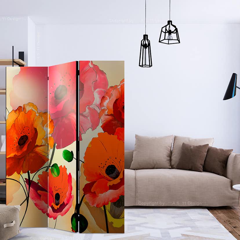 Rumsavdelare Skärmvägg Arkiio Velvet Poppies Motiv 3 135x172 cm