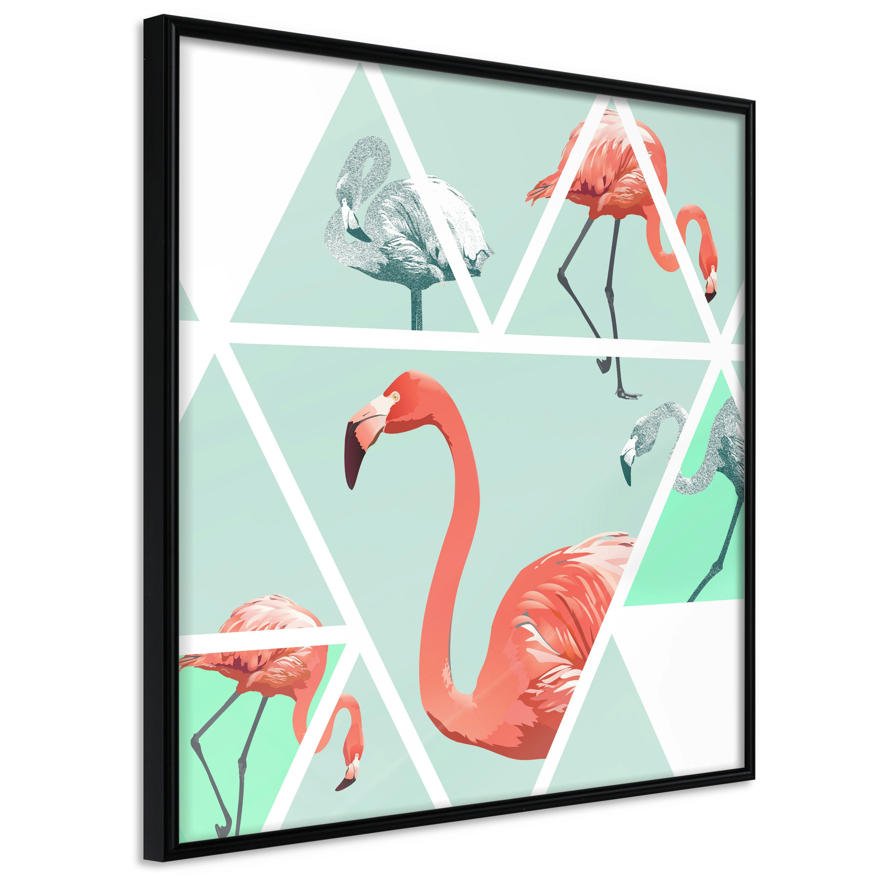 Poster Artgeist Affisch Geometric Flamingos