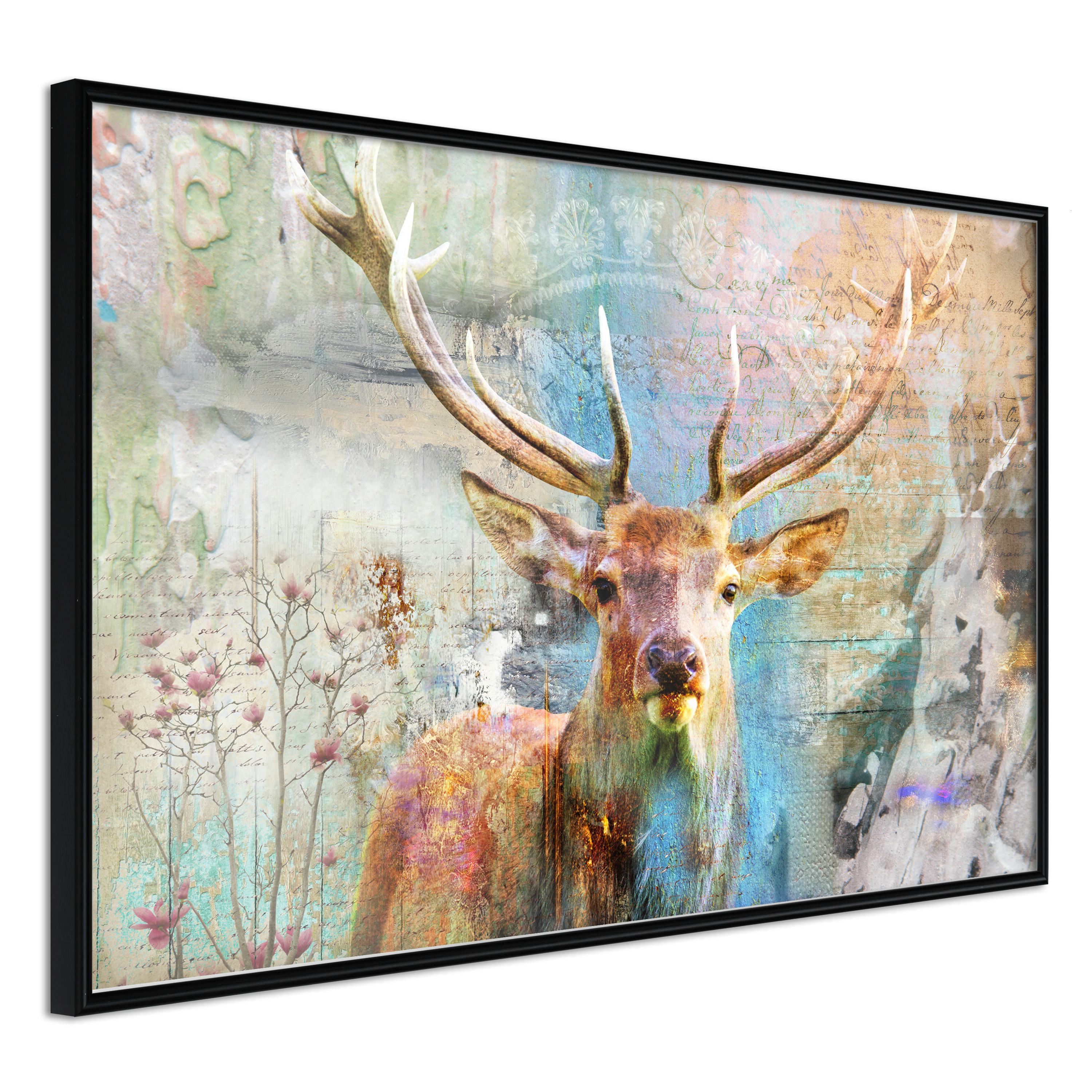 Poster Artgeist Affisch Deer on Wood