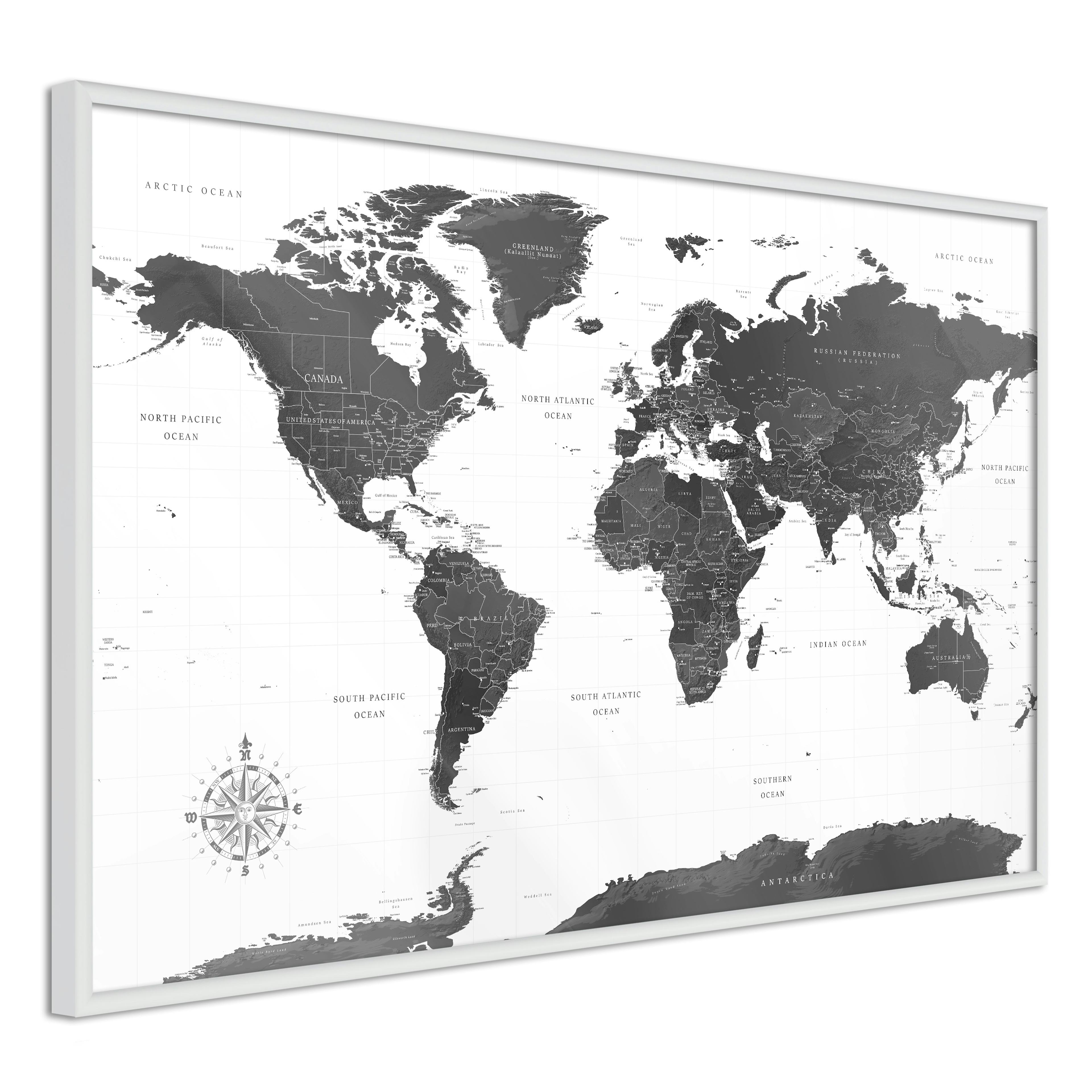 Poster Artgeist Affisch Monochrome Map