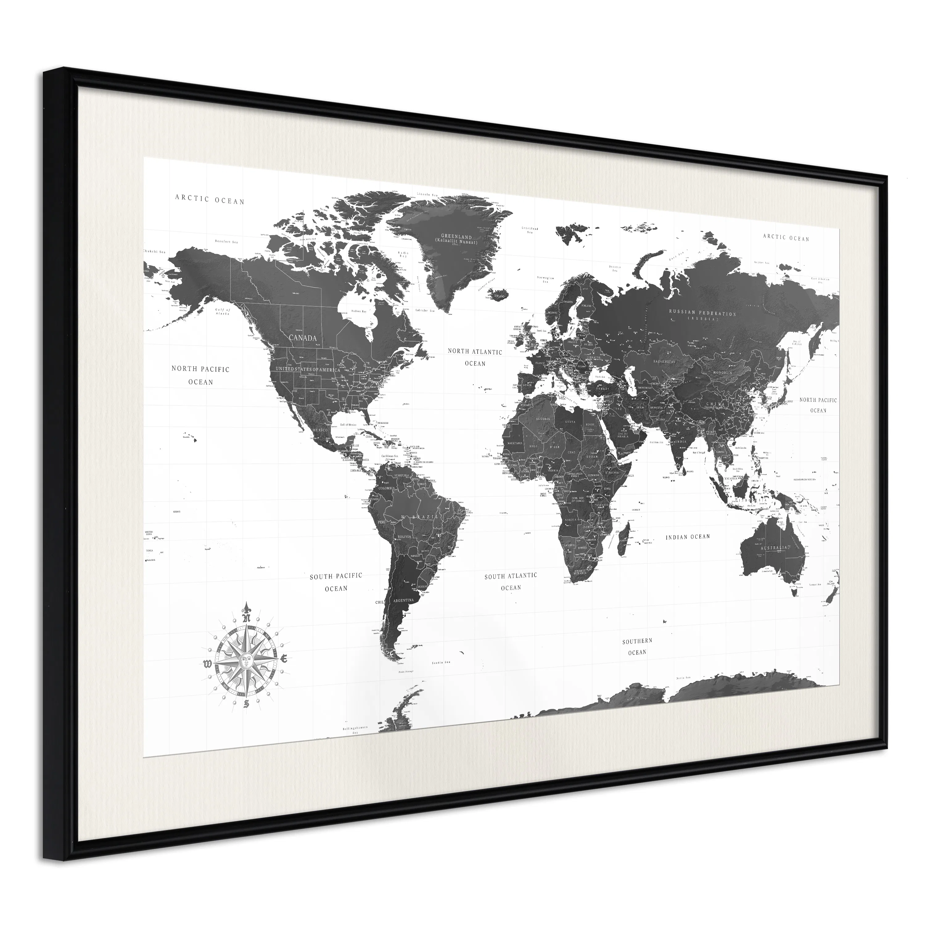 Poster Artgeist Affisch Monochrome Map