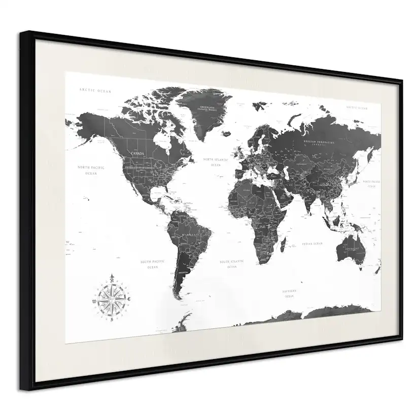 Poster Artgeist Affisch Monochrome Map