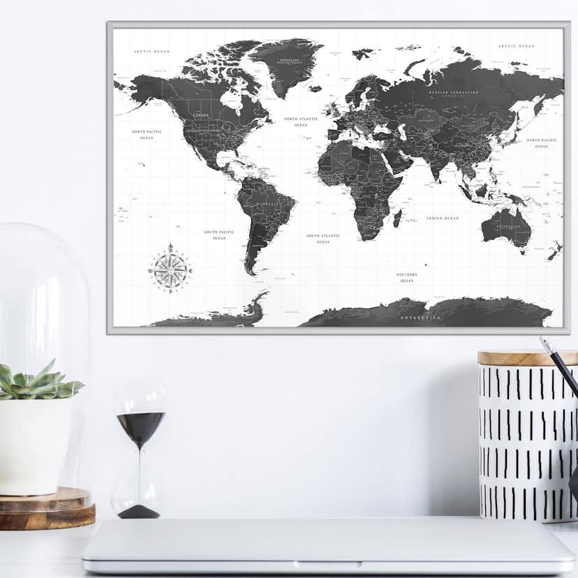 Poster Artgeist Affisch Monochrome Map