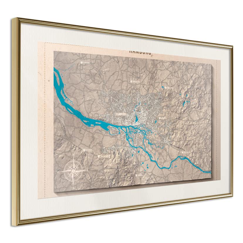 Poster Artgeist Affisch Isometric Map Hamburg