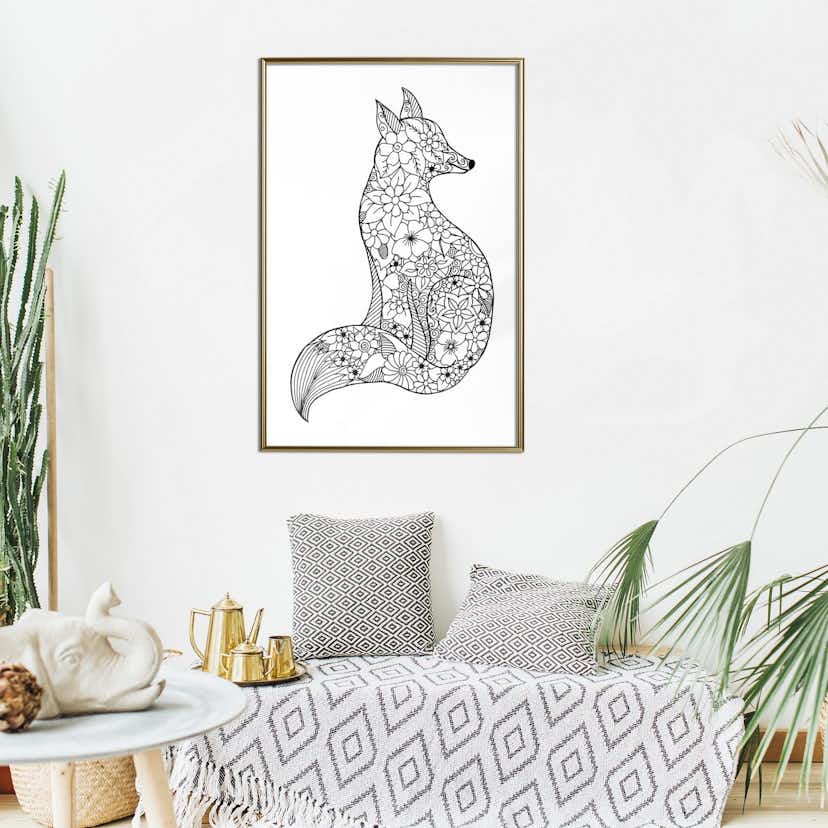 Poster Artgeist Affisch Flower Fox