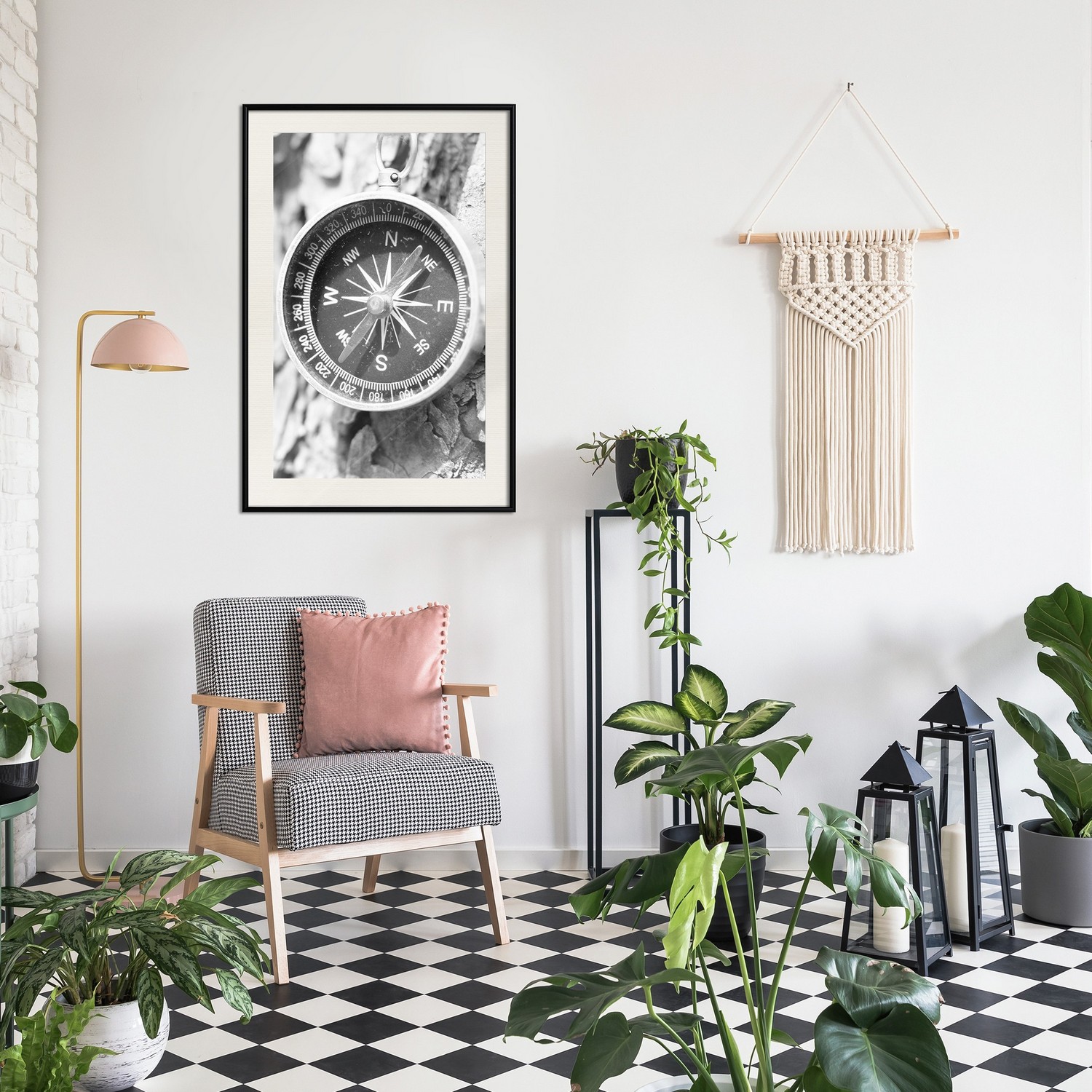 Poster Artgeist Affisch Black and White Compass