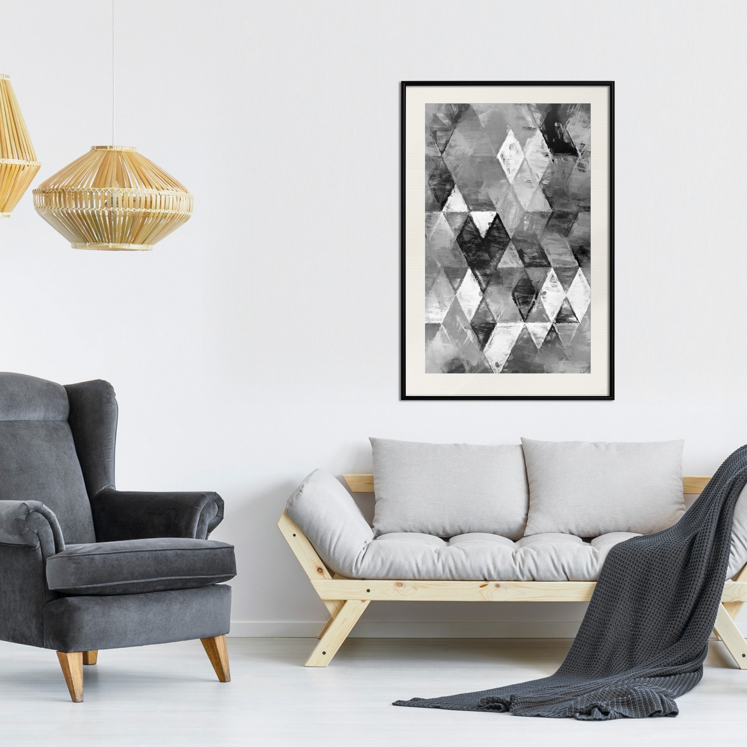 Poster Artgeist Affisch Black and White Diamonds