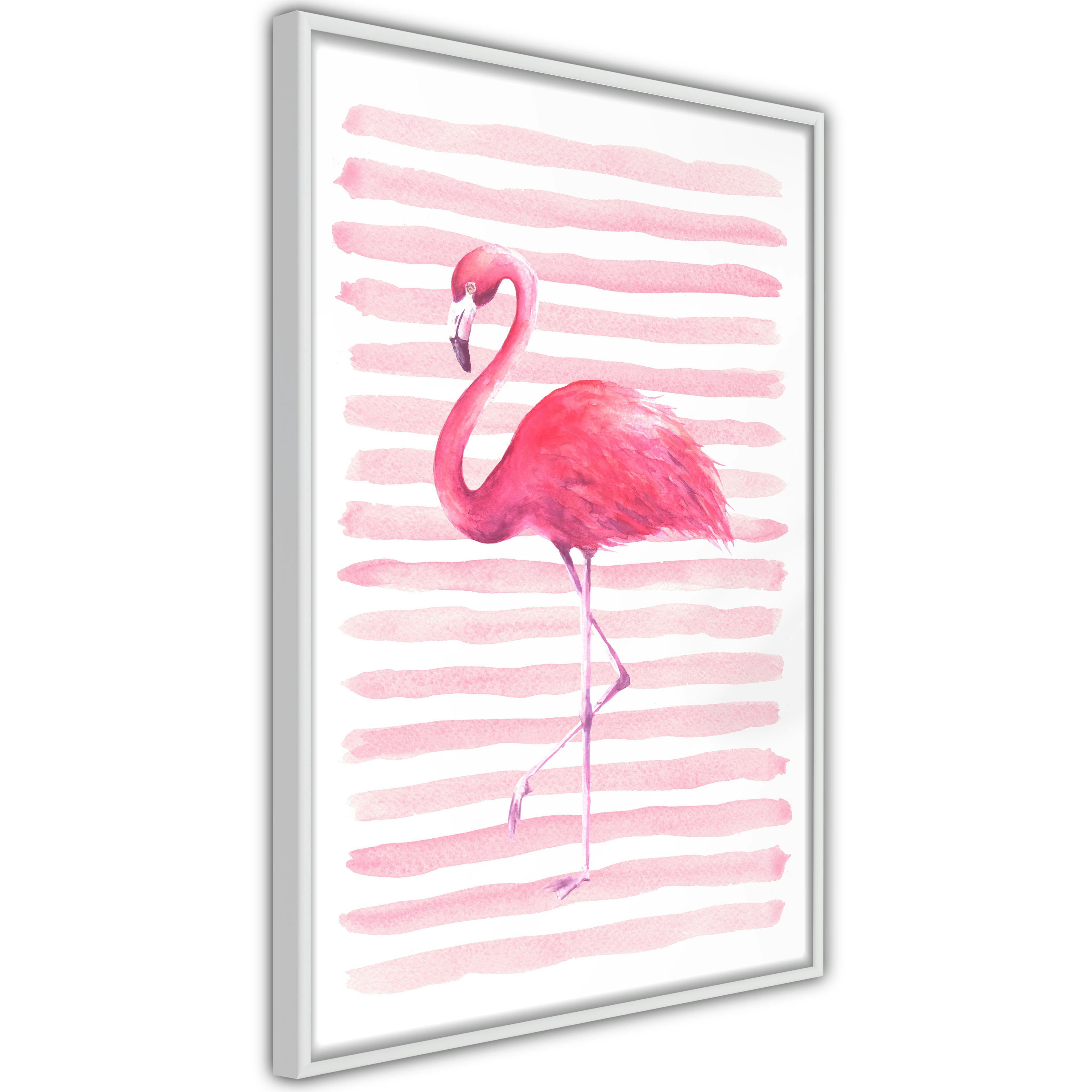 Poster Artgeist Affisch Flamingo and Stripes