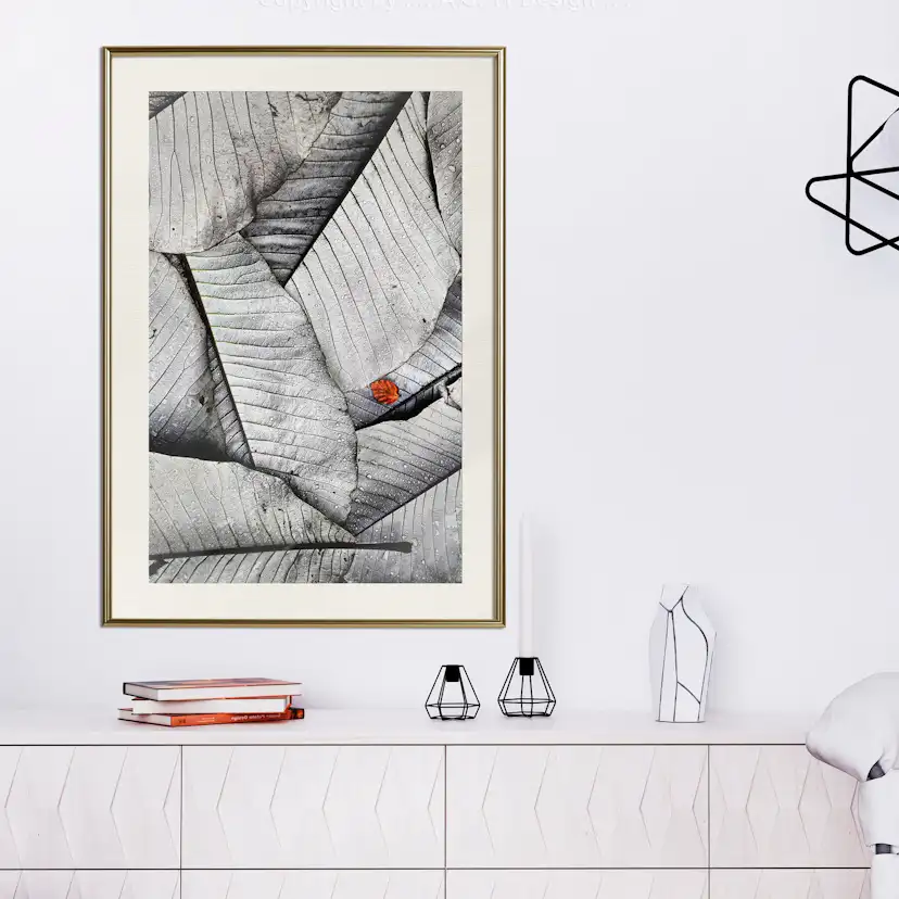 Poster Artgeist Affisch Black And White Leaves