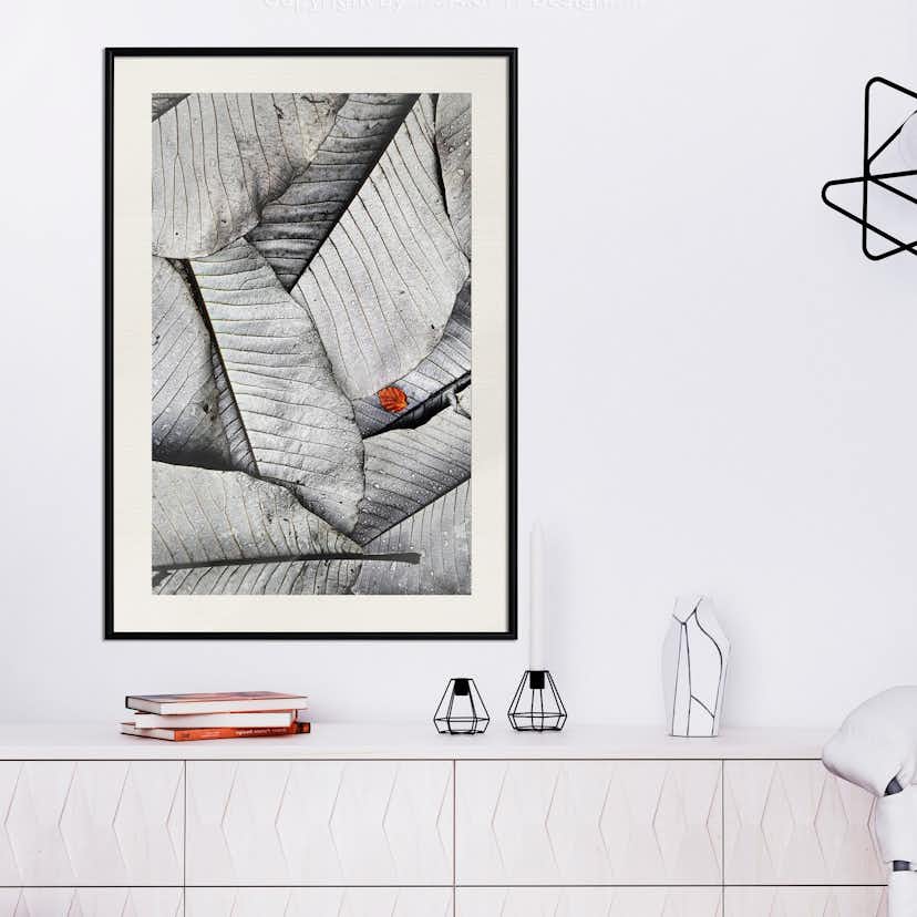 Poster Artgeist Affisch Black And White Leaves