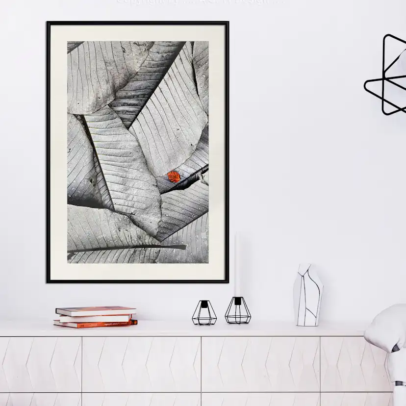 Poster Artgeist Affisch Black And White Leaves