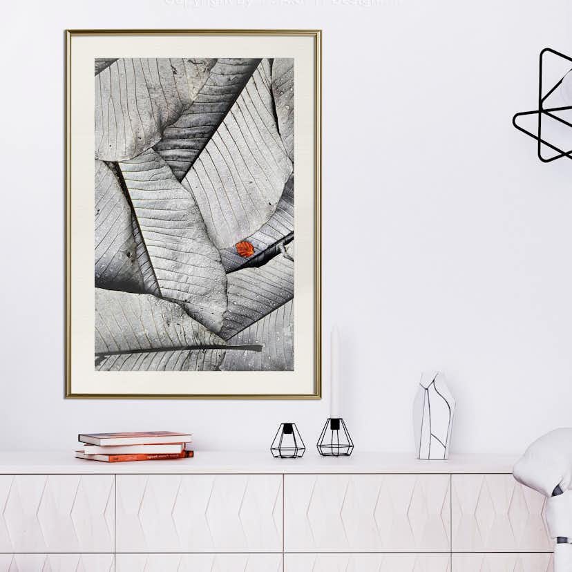 Poster Artgeist Affisch Black And White Leaves