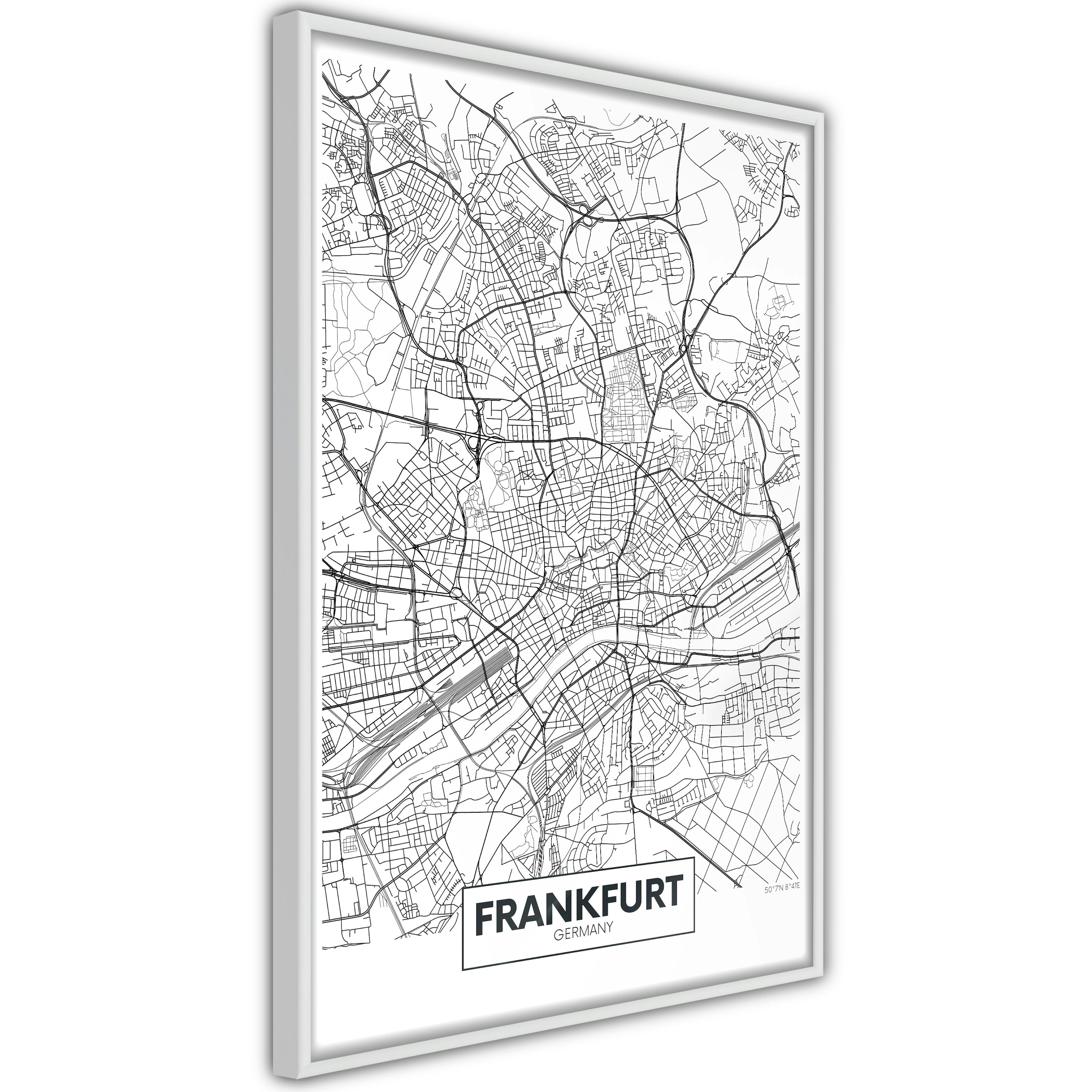 Poster Artgeist Affisch Map of Frankfurt