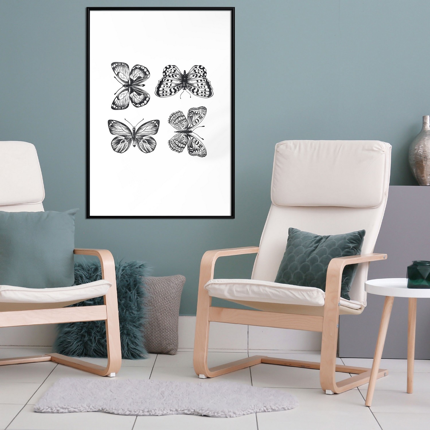 Poster Artgeist Affisch Four Butterflies