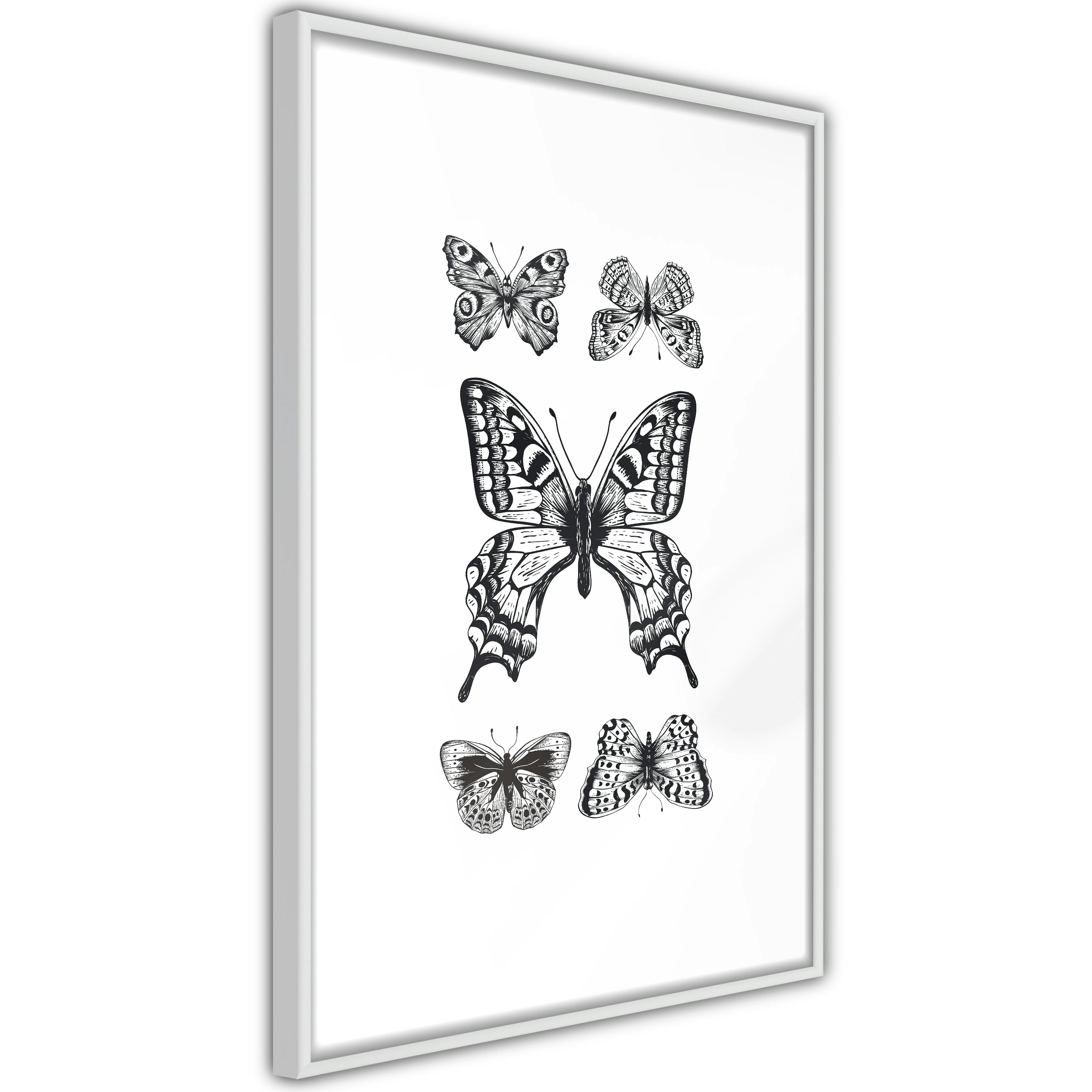 Poster Artgeist Affisch Five Butterflies