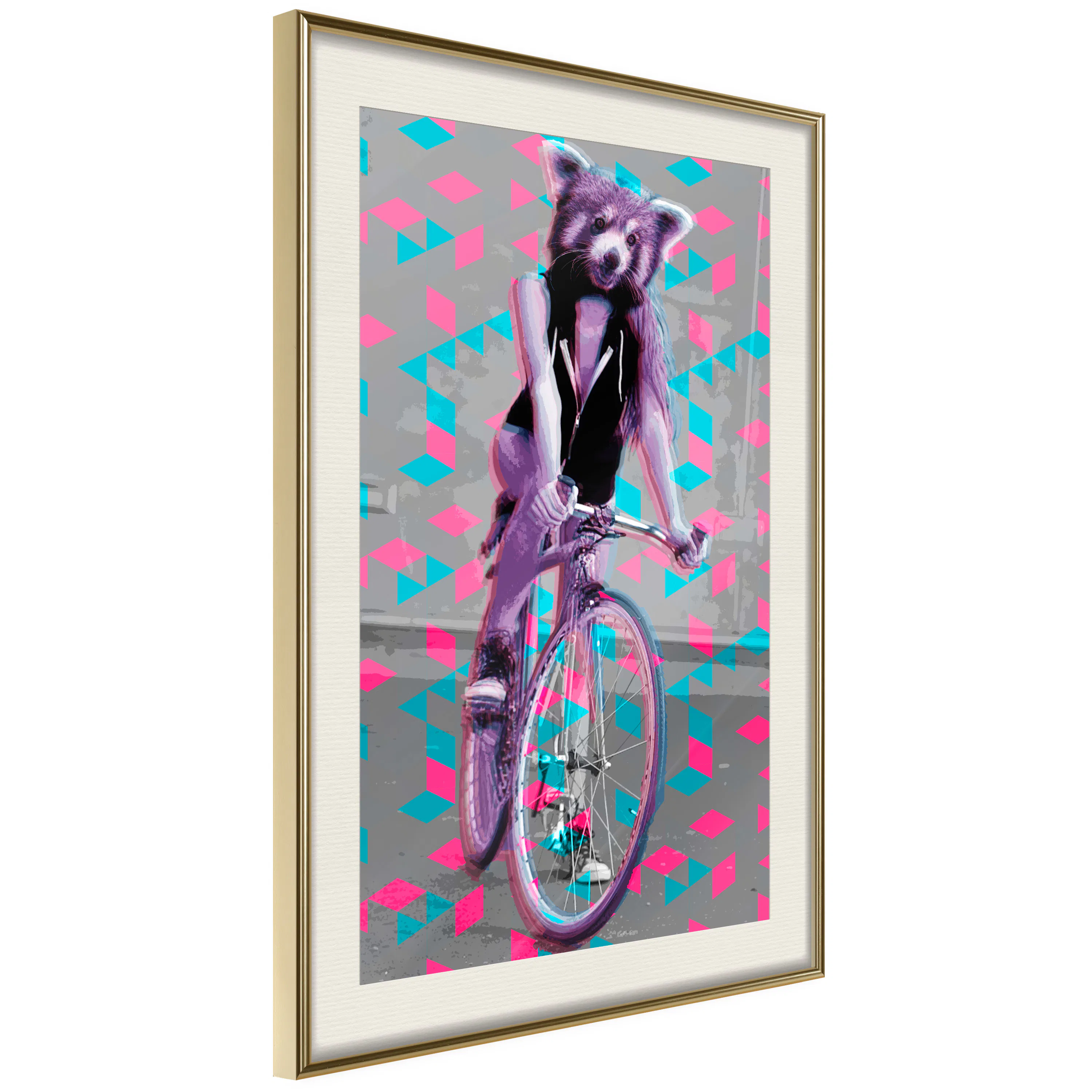 Poster Artgeist Affisch Raccoon On The Bike