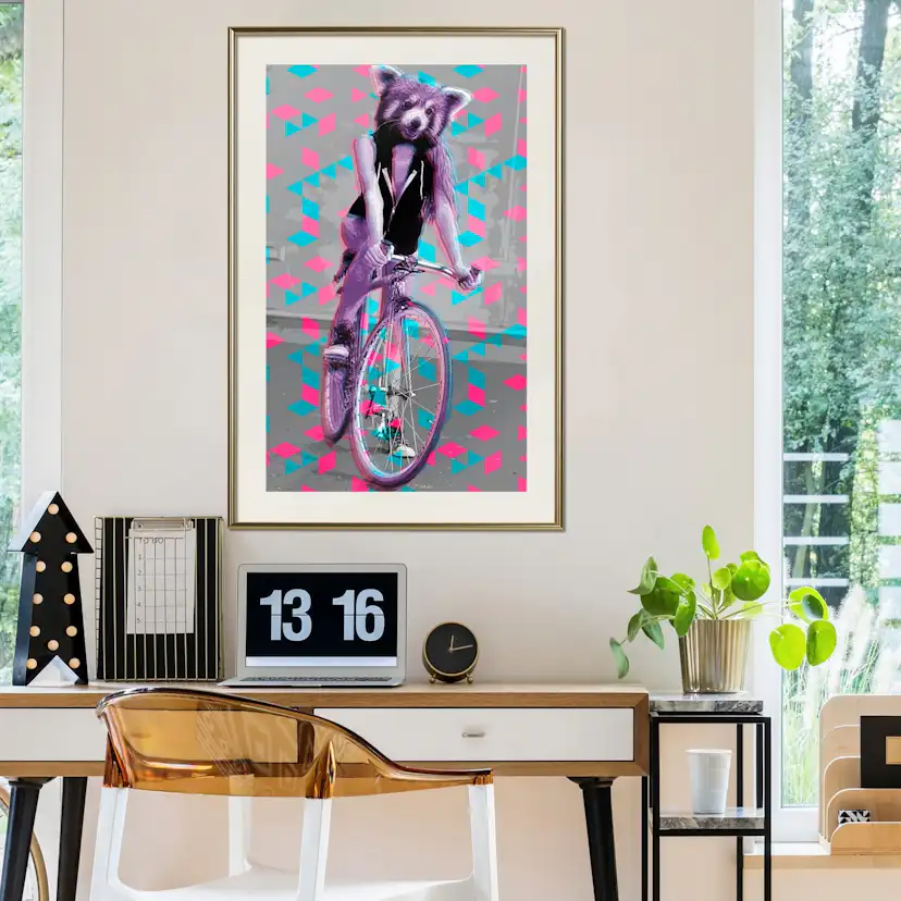 Poster Artgeist Affisch Raccoon On The Bike