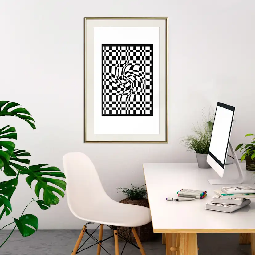 Poster Artgeist Affisch Distorted Chessboard