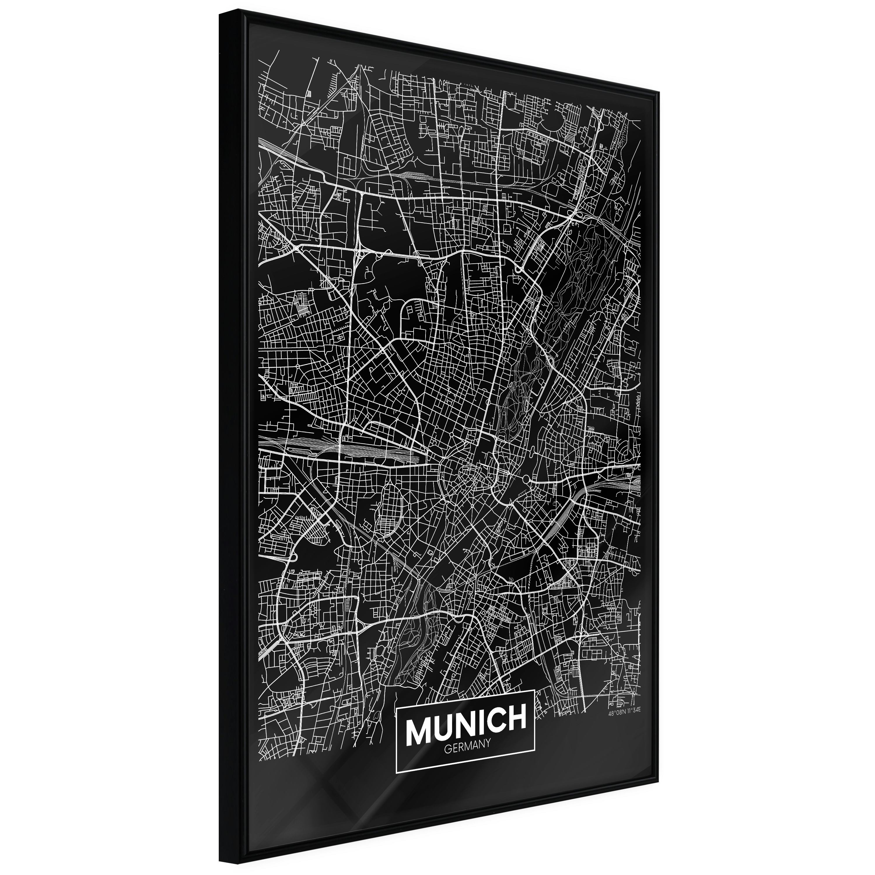 Poster Artgeist Affisch Dark Map of Munich