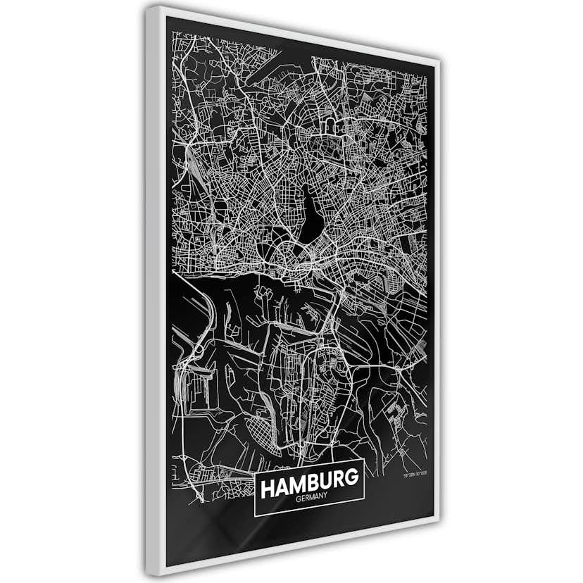 Poster Artgeist Affisch Dark Map of Hamburg