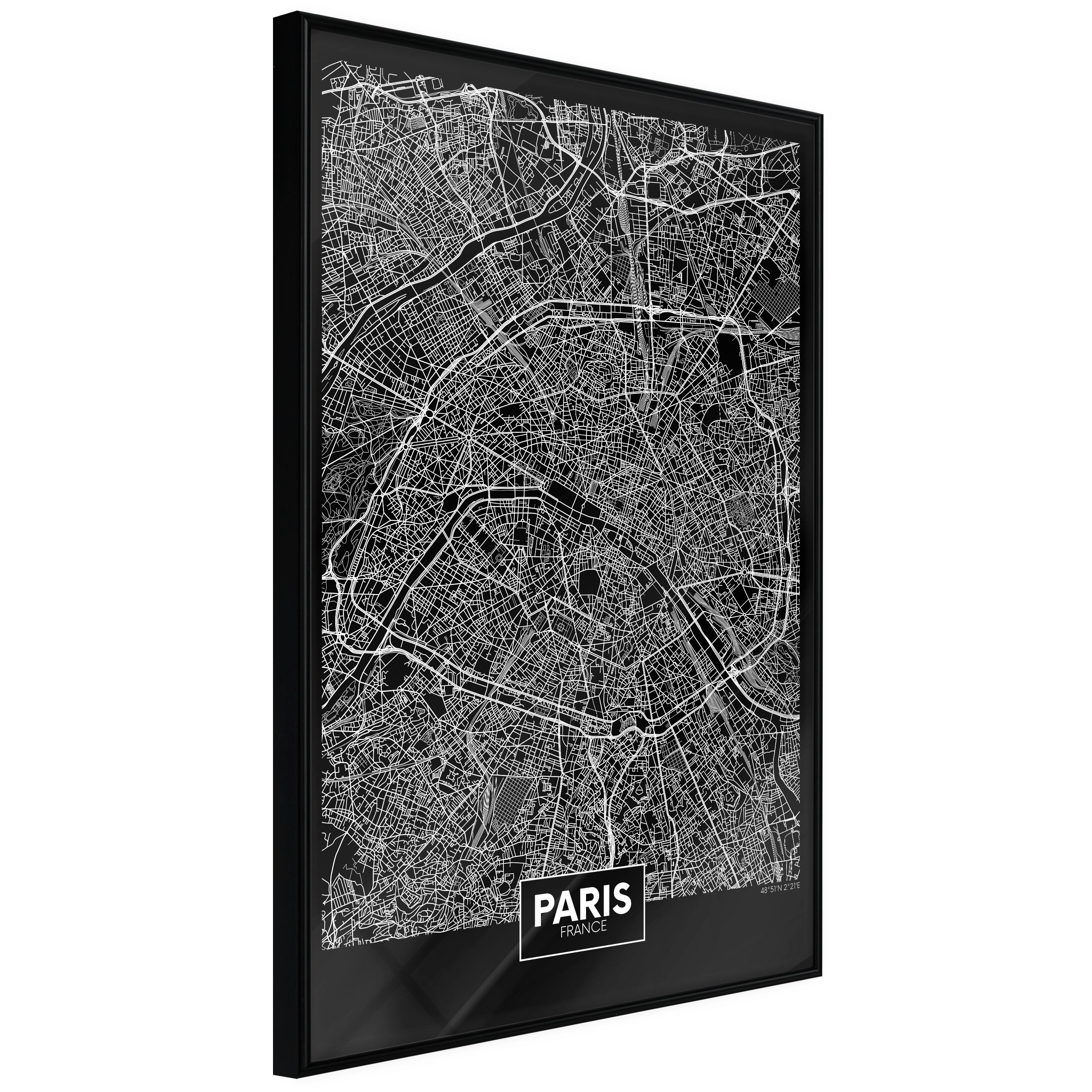 Poster Artgeist Affisch Dark Map of Paris