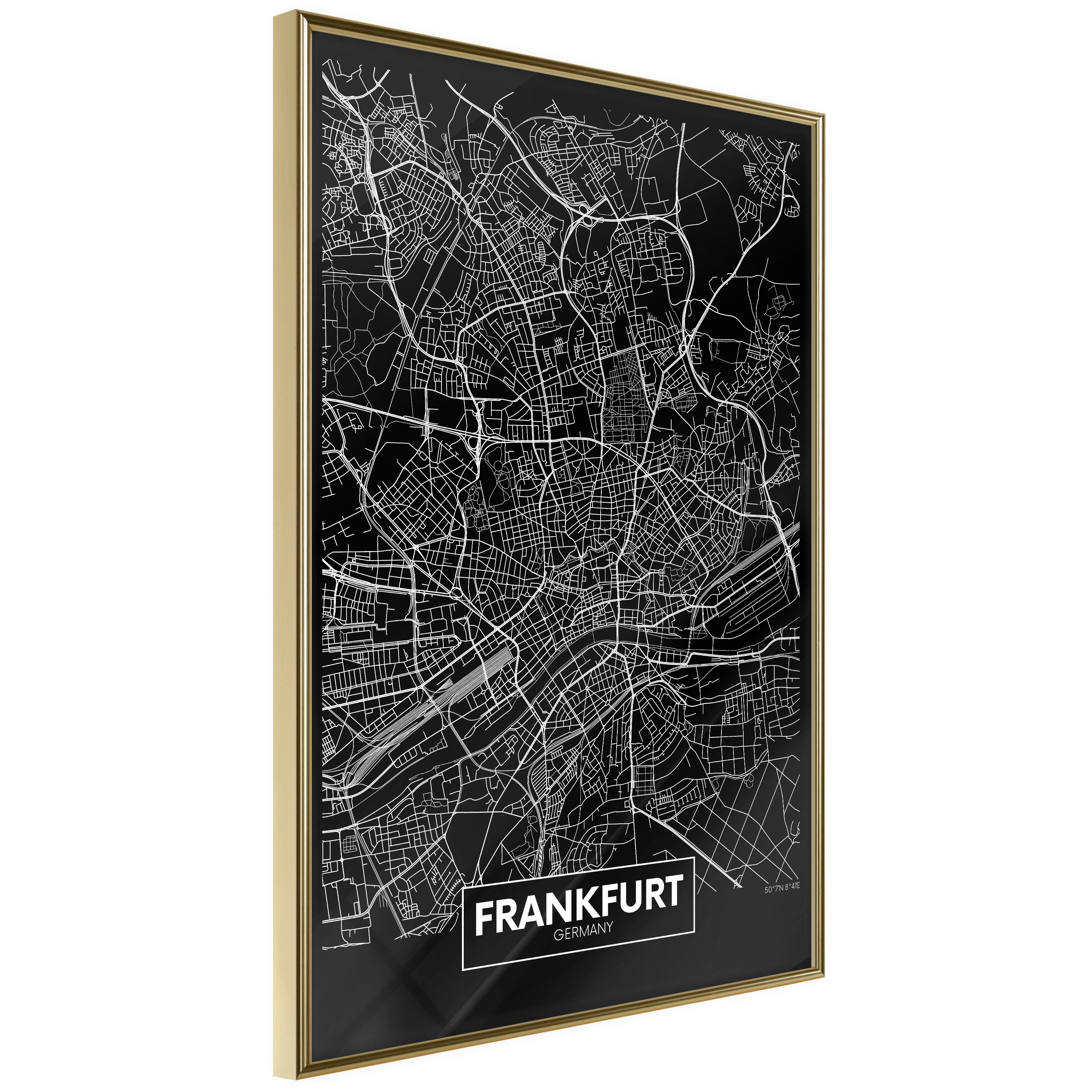 Poster Artgeist Affisch Dark Map of Frankfurt