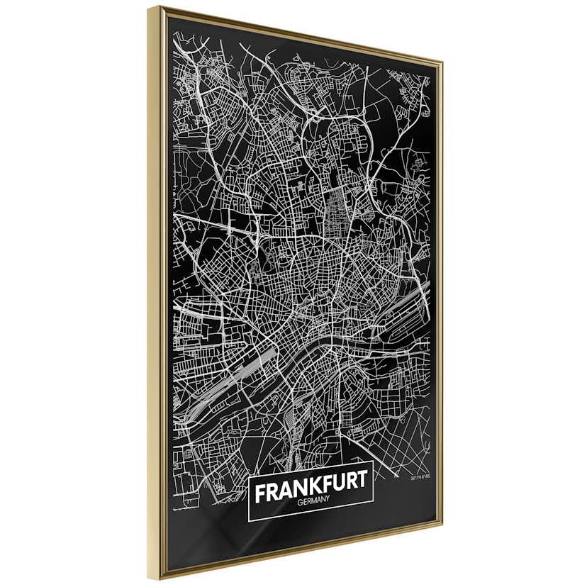 Poster Artgeist Affisch Dark Map of Frankfurt