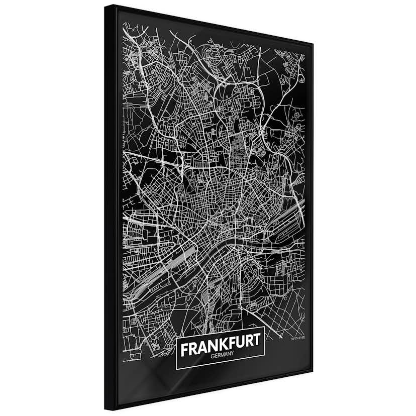 Poster Artgeist Affisch Dark Map of Frankfurt