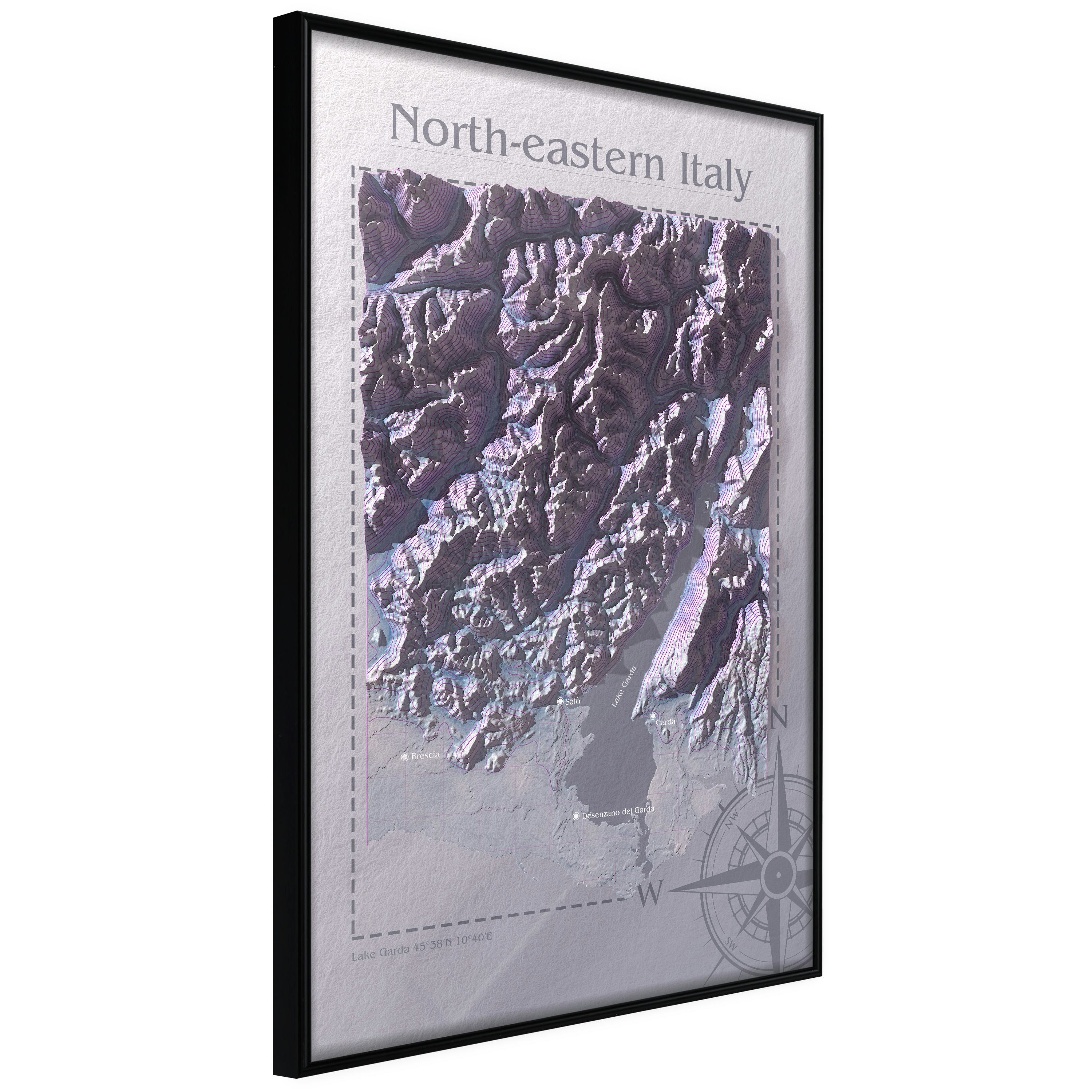 Poster Artgeist Affisch Isometric Map North-Eastern Italy
