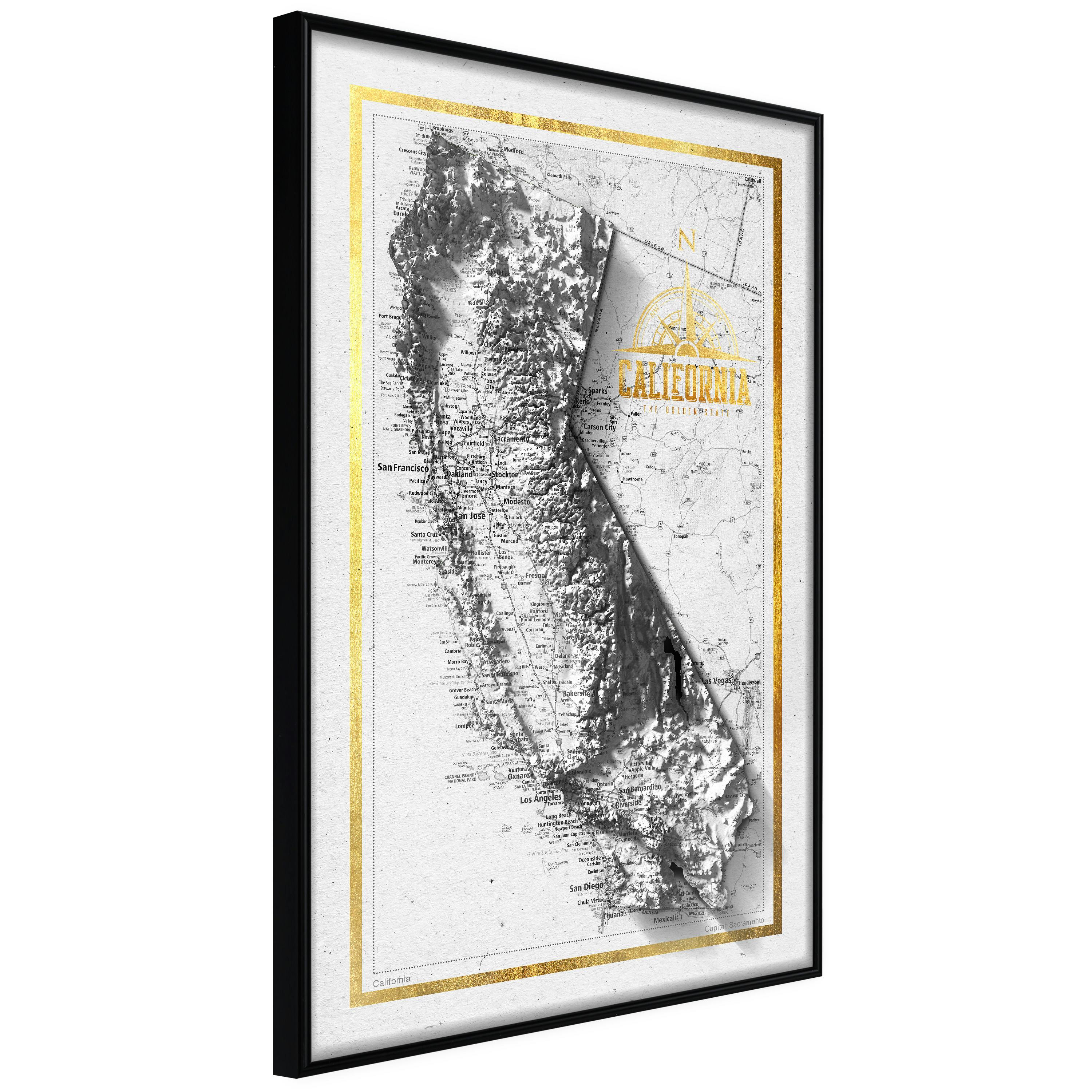 Poster Artgeist Affisch Isometric Map California