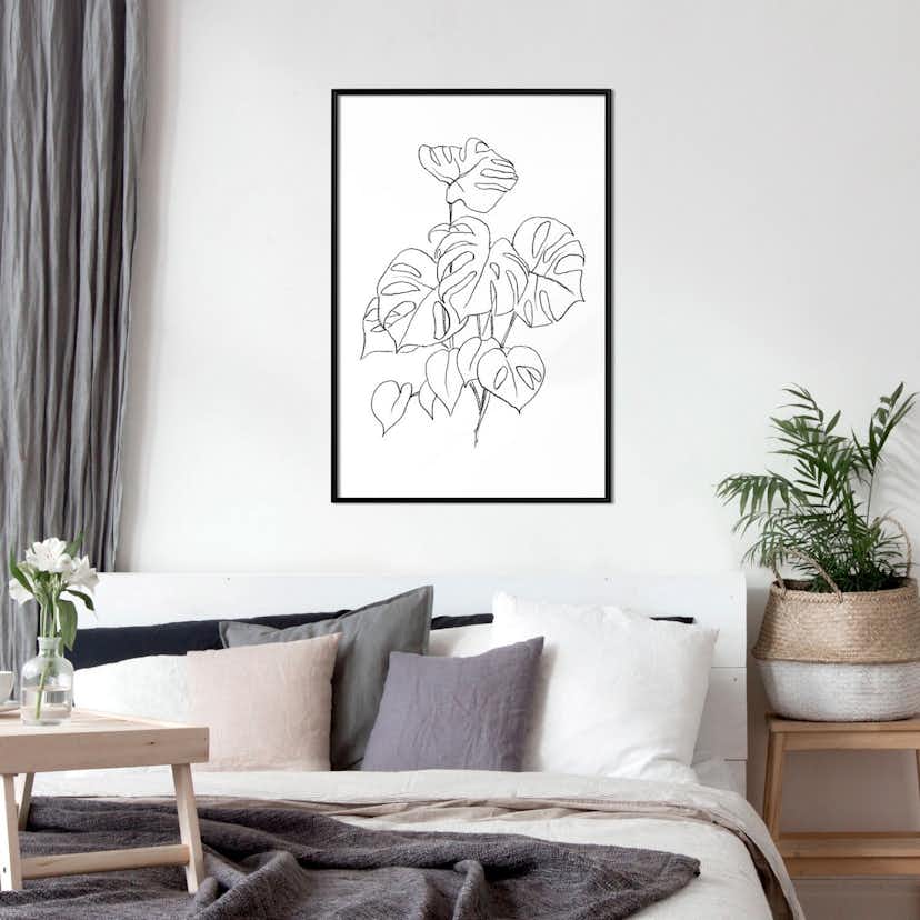 Poster Artgeist Affisch Monochrome Monstera