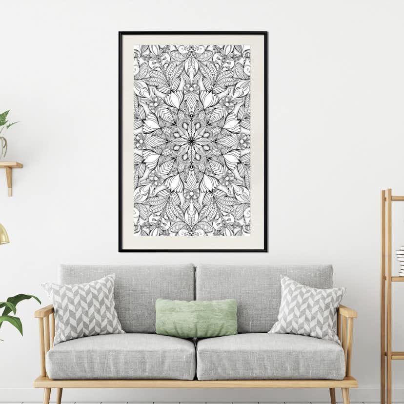 Poster Artgeist Affisch Monochrome Mandala