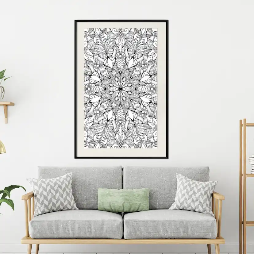 Poster Artgeist Affisch Monochrome Mandala