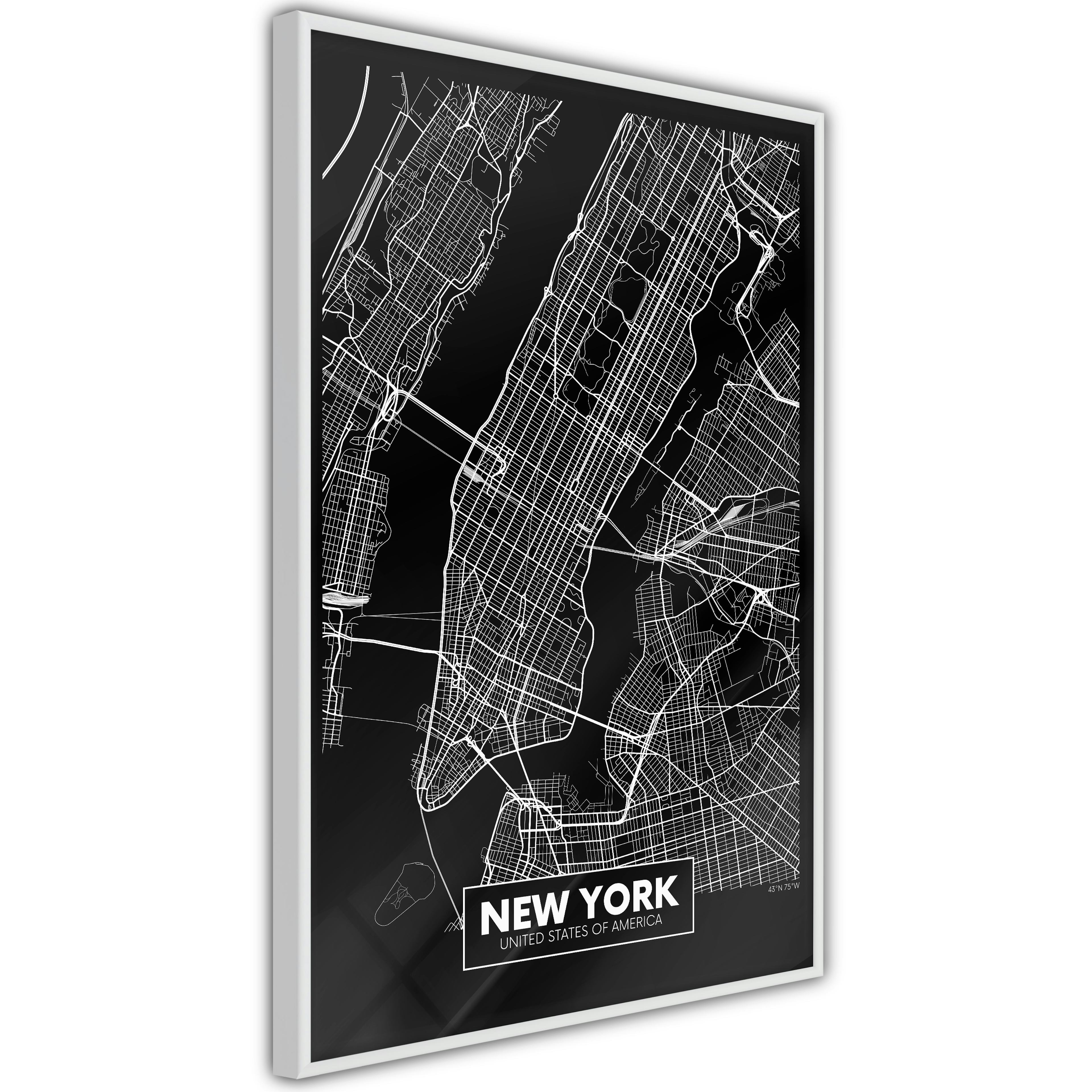 Poster Artgeist Affisch Negative Map New York