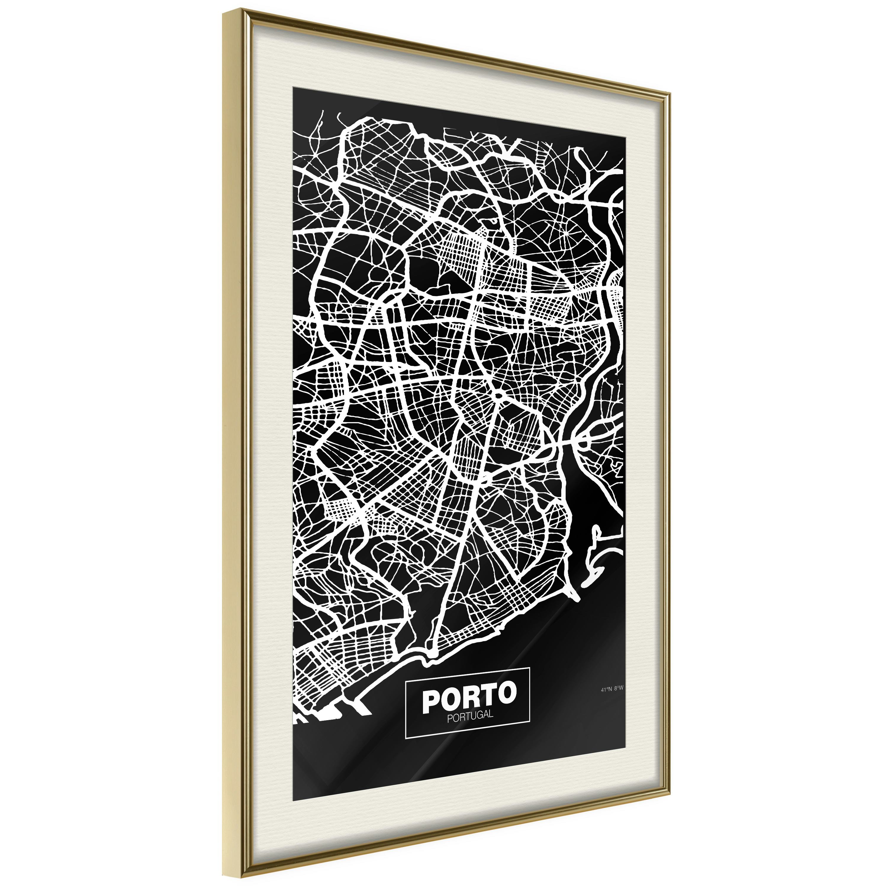 Poster Artgeist Affisch Negative Map Porto