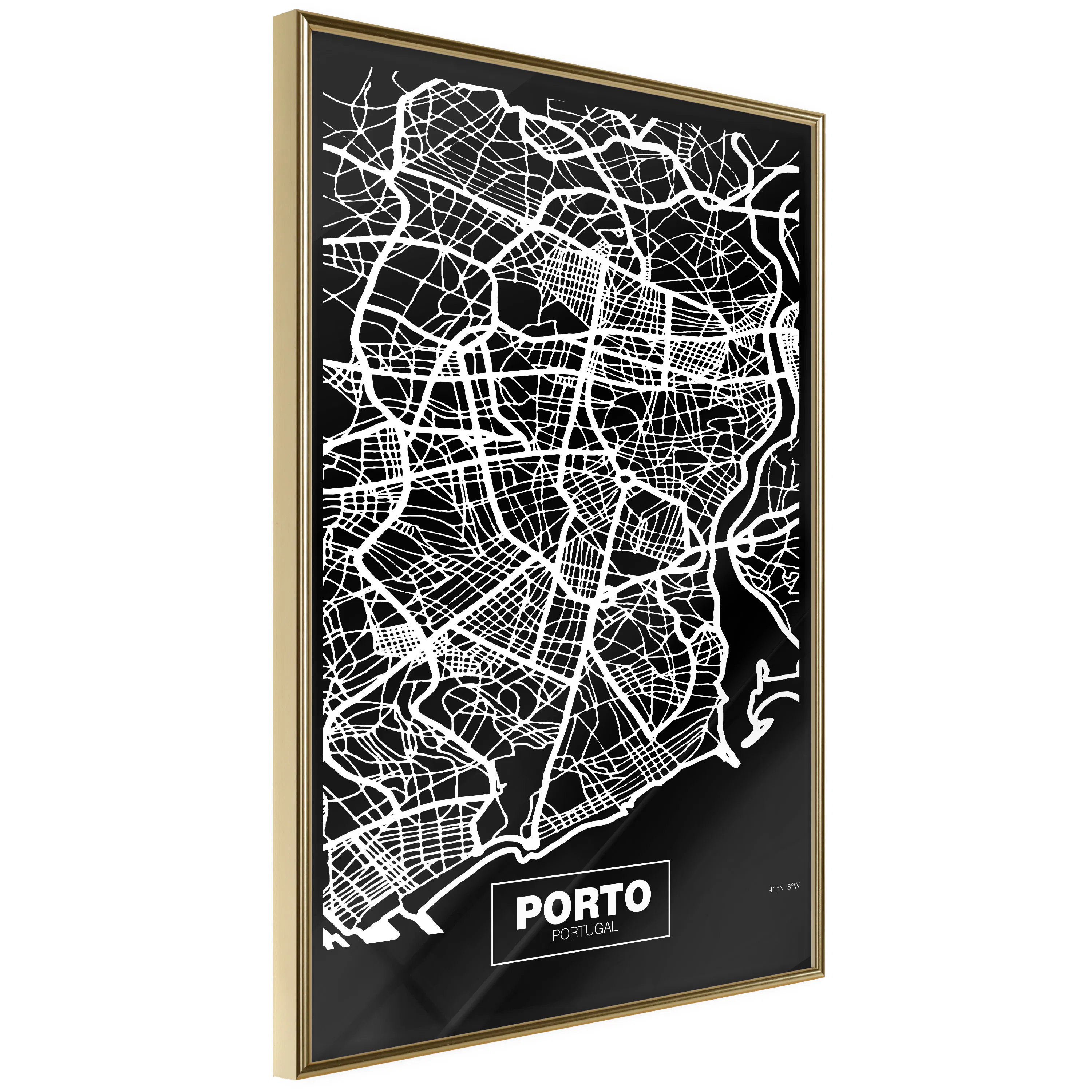Poster Artgeist Affisch Negative Map Porto