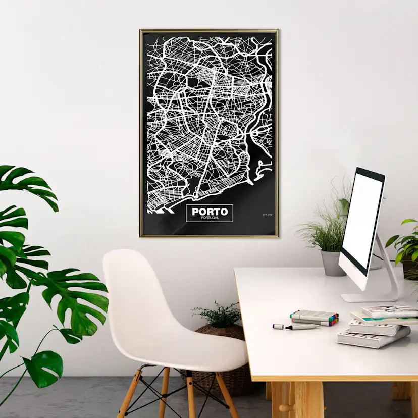Poster Artgeist Affisch Negative Map Porto