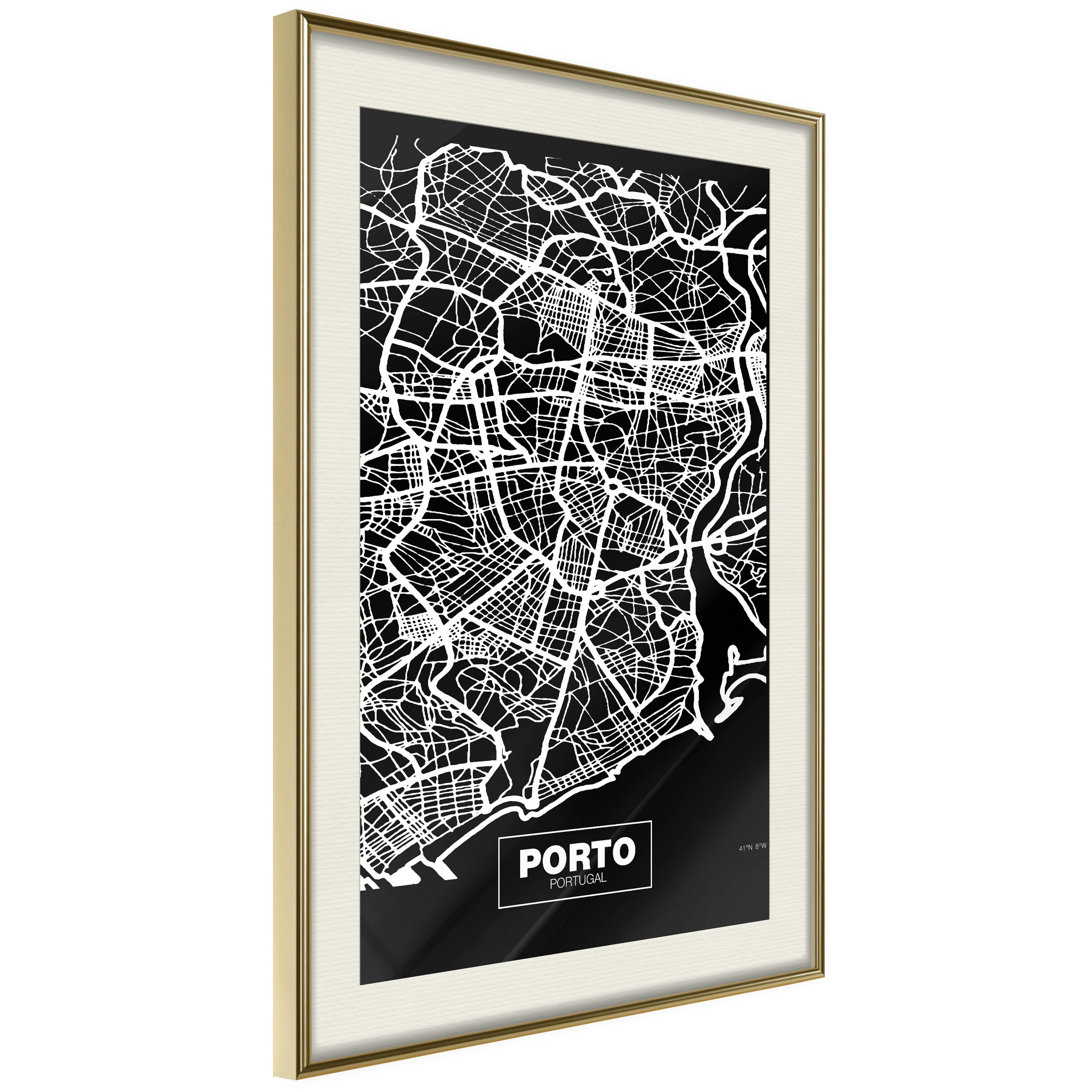 Poster Artgeist Affisch Negative Map Porto