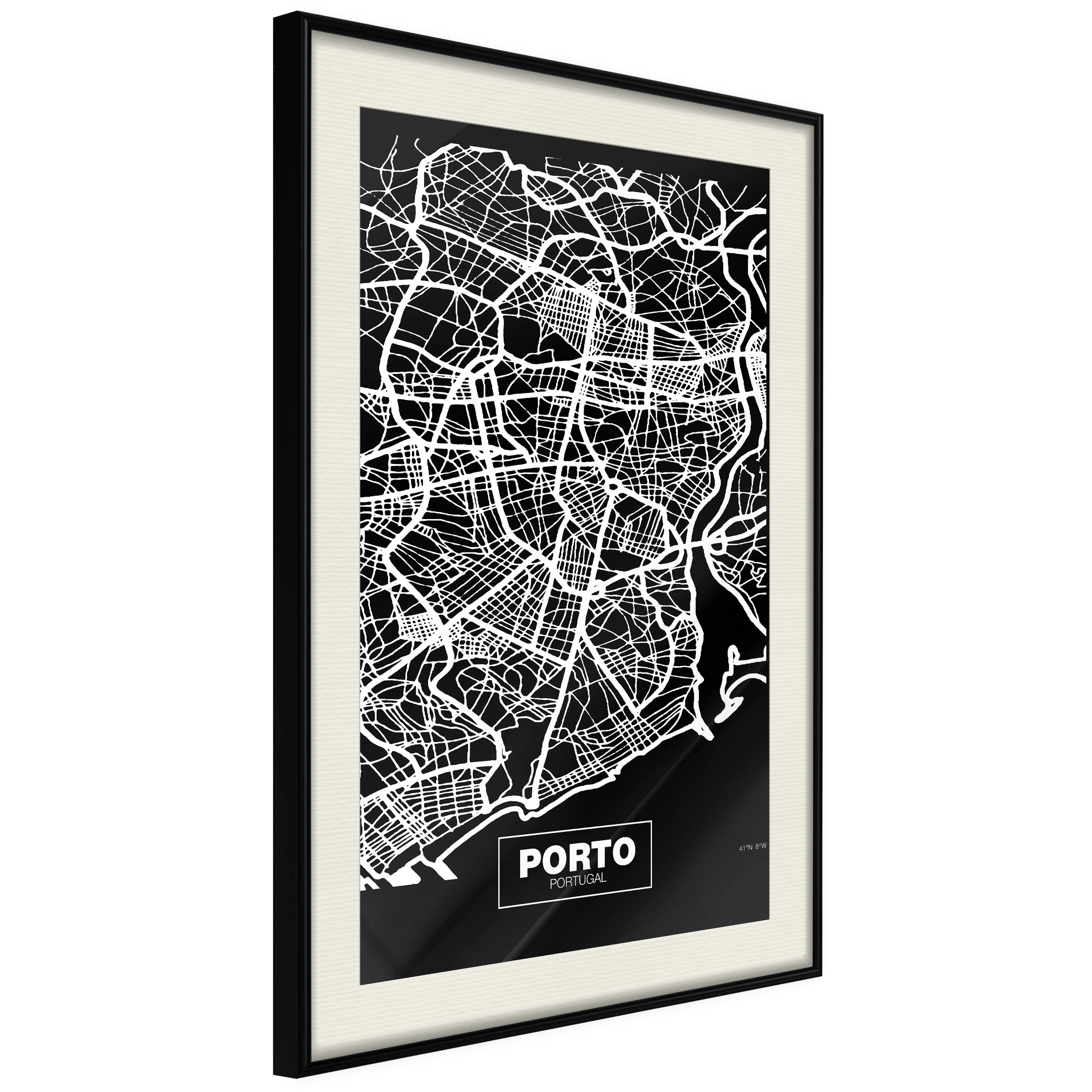 Poster Artgeist Affisch Negative Map Porto