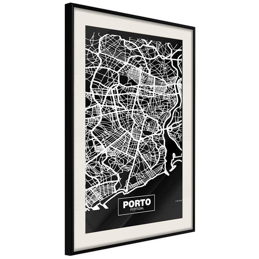 Poster Artgeist Affisch Negative Map Porto