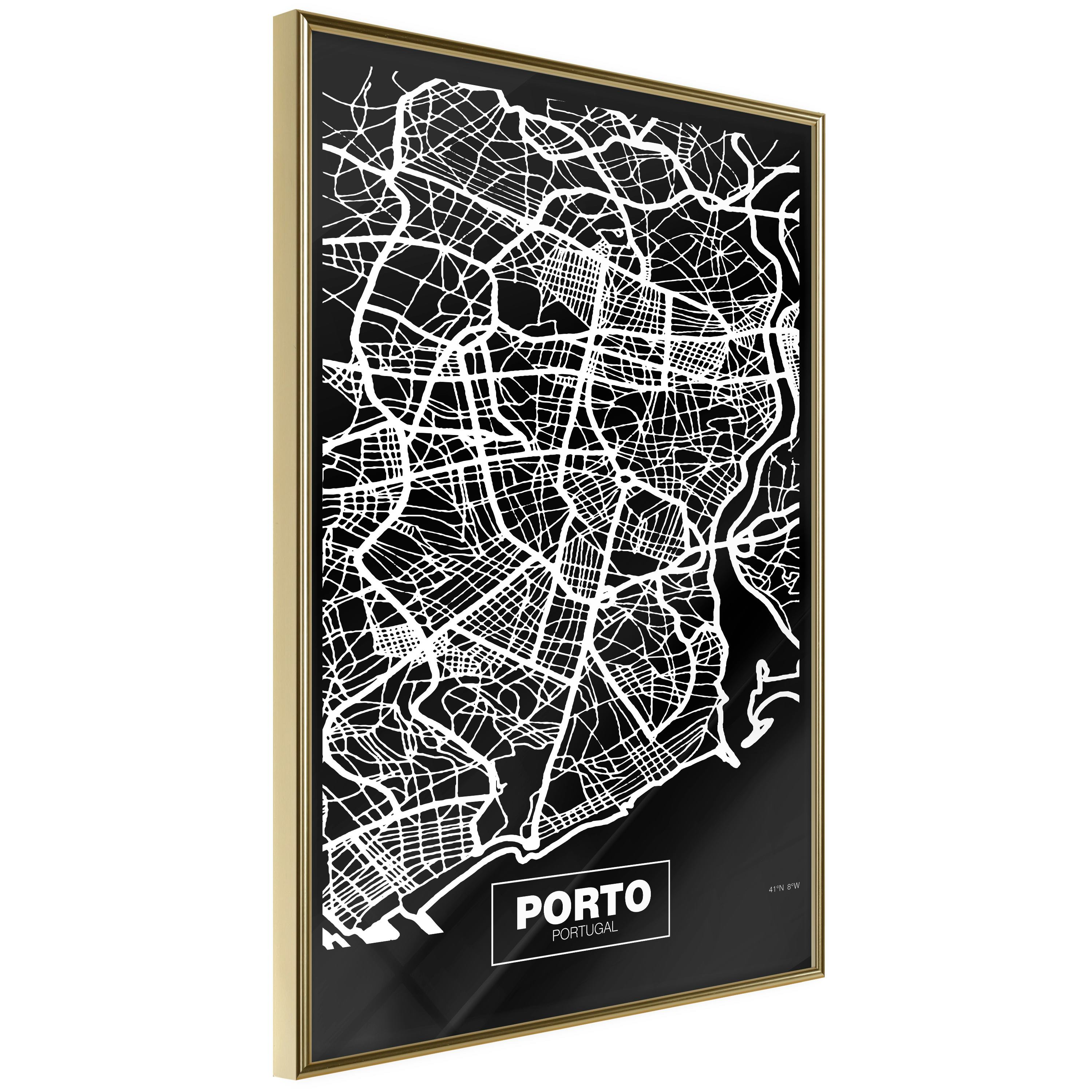 Poster Artgeist Affisch Negative Map Porto